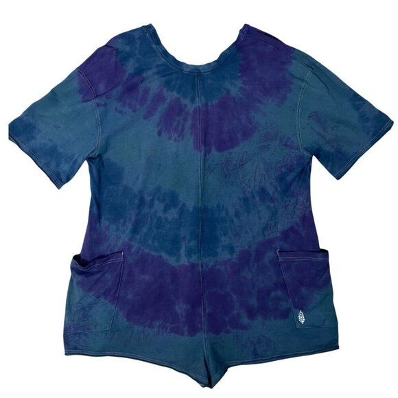 đ Free People Hot Shot Tee Romper in Custom Tie Dye Blue & Purple SZ Small - Picture 6 of 10